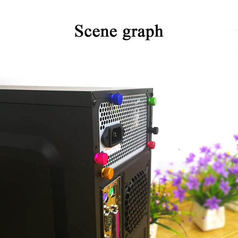 Computer case secured with Anodized Aluminum Thumb Screws 6-32 Thread, Large Knurled Head Cage Mounts, Gold Finish, 10 Pack.