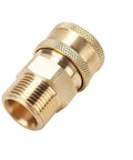 Three Eighths Inch To M22 Male Quick Release Pressure Washer Connector Copper Adapter For Garden Hose Easy Change, Gold Finish