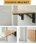 Heavy Duty Folding Shelf Brackets 20 Inch Set Of Two 500 Lbs Wall Mounted Collapsible Brackets with locking hinge, displaying a wooden shelf.