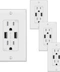 Four Pack USB Wall Outlet With Two USB Ports And Two Standard Sockets, 15A Tamper-Resistant Receptacle, UL Listed, White