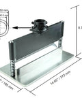Heavy Duty Press Brake Attachment For Hydraulic Shop Presses 12 To 20 Ton, shown with dimensions and top view diagram.