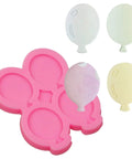 Balloon Silicone Molds Set Of 5 For Cake Decorating And Candy Making, pink mold with colorful balloon fondant samples