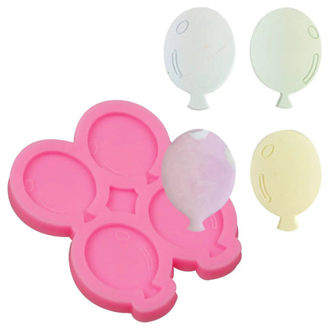 Balloon Silicone Molds Set Of 5 For Cake Decorating And Candy Making, pink mold with colorful balloon fondant samples