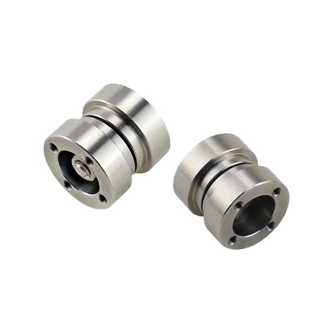 Two stainless steel 360° rotating disc damping hinges with adjustable torque, iron finish
