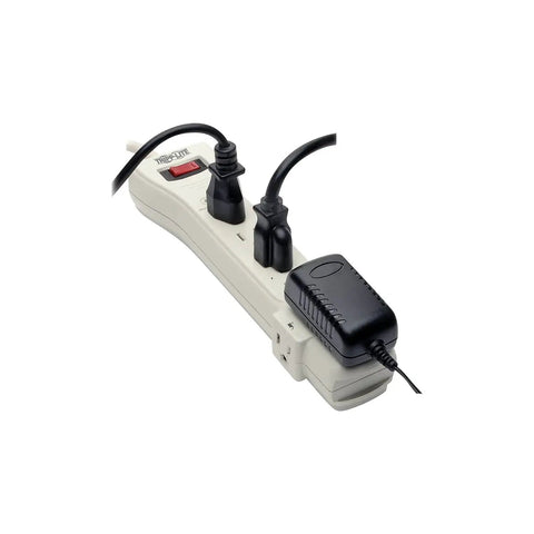 Flat Plug Power Strip Surge Protector With Seven Outlets And A Seven Foot Extension Cord 2160 Joules UL Listed White Durable
