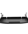 Ergonomic Under Desk Keyboard Tray With Slick Slide Out Gliding Platform And Contoured Wrist Support Plus Hidden Cable Routing, black tray with mounts.