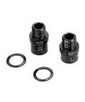 Titanium Bike Pedal Extenders 16mm and 20mm With Washers For Nine Sixteenth Inch Threaded Pedals Boost Comfort On MTB BMX Road And Street Bicycles SPD And MT Pedals Compatible, showing black extenders and washers with R and L markings