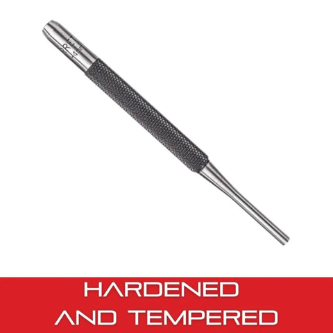 Drive Pin Punch With Knurled Grip, 4 Inch Length, 1 Sixteenth Inch Diameter, Hardened And Tempered Steel, Built Tough And Heavy Duty For Driving Pins In Or Out Of Workpieces, Ideal For Construction And DIY Projects