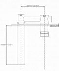 Technical diagram of Wall Mount Vessel Sink Faucet in Chrome Solid Brass Finish with Rough In Valve Included Easy DIY Install Premium Quality