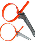 Grip It Adjustable Strap Wrench Kit Two Piece Set With Six Inch And Twelve Inch Handles For Tight Spaces in orange urethane belt.