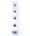 G1 4 BSP Port Four Way Six Port Pneumatic Air Manifold Block Splitter Beefy Built Solid Aluminum, side view of 6 ports.