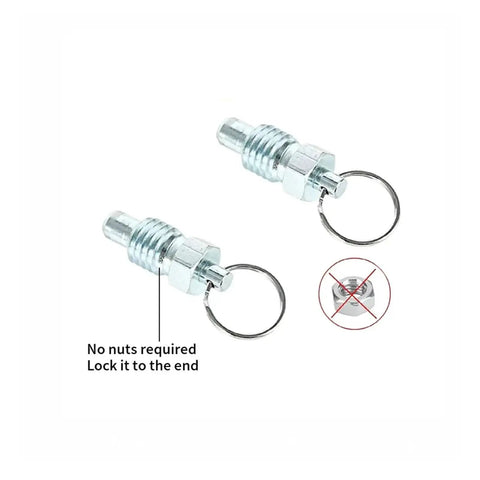 Rock Solid Two Pack Retractable Align Pins With Hassle Free Pull Tab Lock Design Made From Heavy Duty Carbon Steel And Rust Resistant Zinc Plating For Stress Free Machine Shop Setup M8 Short Spec, featuring pull tab design and no nuts required.