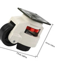 Heavy Duty Adjustable Leveling Casters For Workbenches And Furniture With Smooth Swivel Plate Wheels Load Bearing 360 Rotation side view with dimensions.