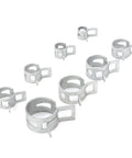 Genuine 304 Stainless Steel Spring Hose Clamps For Fuel Lines And Air Vacuum Pipes. Super Tough Anti Rust Silver Clips Fit 6.5 To 18mm Engine Bays And Petrol Hoses For Quick Repair Jobs And Heavy Duty Auto Work Today, assorted sizes