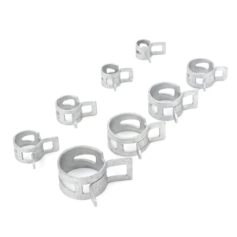 Genuine 304 Stainless Steel Spring Hose Clamps For Fuel Lines And Air Vacuum Pipes. Super Tough Anti Rust Silver Clips Fit 6.5 To 18mm Engine Bays And Petrol Hoses For Quick Repair Jobs And Heavy Duty Auto Work Today, assorted sizes