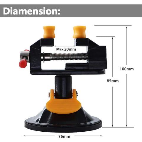 Dimensions of Universal Mini Suction Vise Clamp With 360 Degree Rotation For Drill Press Table Or Bench Must Have Clip On Vise