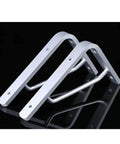 Heavy Duty Aluminum L Shaped Wall Shelf Brackets Built Tough Corner Supports For DIY Wooden Floating Shelves in silver finish.