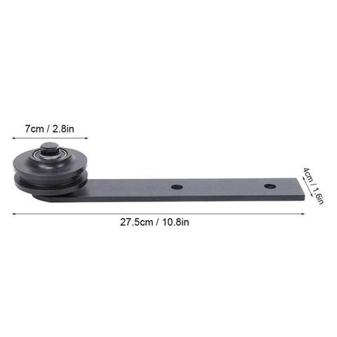 Carbon Steel Sliding Door Track Rail Pulley Wheel Roller Set 2 Pack For Kitchen Bedroom Wardrobe And Storage Room Doors With Smooth Low Noise Operation Quiet Glide Durable Lightweight Rails Easy Install Long Lasting Hardware side view showing dimensions 7cm by 27.5cm