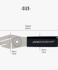 Bike Disc Brake Truing Fork And Alignment Tool Set With Pad Gap Regulator, stainless steel with plastic handle, measurements shown