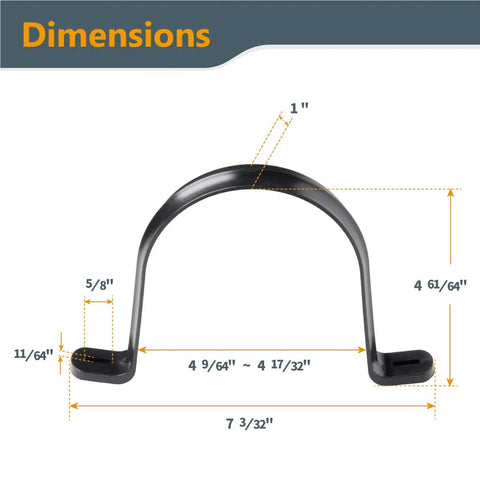 4 Inch Dust Collection Hose and Pipe Hanger Set With Mounting Screws 5 Pack For Wall Mounting Easy Install dimensions diagram
