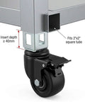 3 Inch PU Caster Wheels For 2x2 Boltless Shelving Racks Four Pack Heavy Duty Mobility Set With 1500 Lb Total Load Easy Slide In Installation