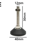 Heavy Duty Adjustable Leveling Feet With Swivel Base And Wear Resistant Pads Ditch The Wobble On Uneven Floors Smooth Out Shaky Furniture Legs Easy M8 M10 M12 Fit 10 Pack, dimensions 12mm x 30mm x 40mm.