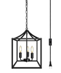 Plug In Black Farmhouse Pendant Chandelier With Dope Industrial Rustic Vibe 3 Light Fixture On A 16.8 ft Hanging Cord
