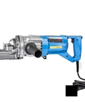 AOXHUGB Rc16 Electric Hydraulic Rebar Bender And Cutting Saw with blue body and flexible cord for construction use.