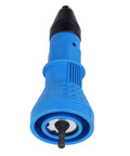 Top Rated Ergonomic Rivet Drill Adapter Kit With Hex Wrenches And Nozzles For Fastening Tasks On Sheet Metal And Auto Parts Using Standard Power Drills To Install Rivnuts Effortlessly. blue plastic rivet nut drill adapter with hex shank, front view
