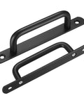 Two Pack Barn Door Handles Set Sliding Door Pulls Stainless Steel With Black Finish And Plates, 192mm, front view