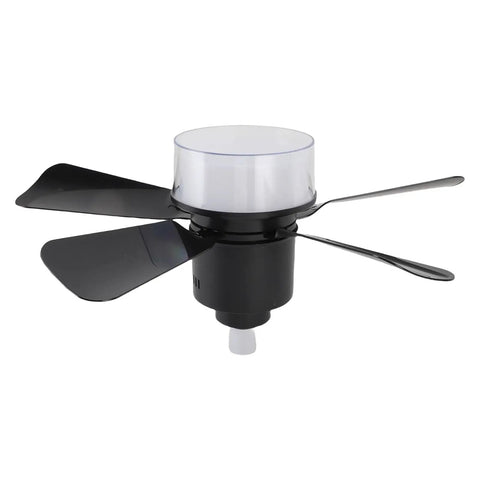 Fafeicy Ceiling Fan Lamp with Light, Dimmable 3 Color Temperatures Quiet, black blades and transparent glass shade.