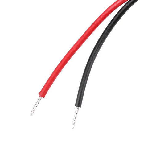 Red and black insulated wires with exposed ends, designed to connect with the Straight Up Heavy Duty Split Core Current Transformer PZCT-02 100A.
