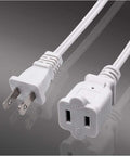 Close-up of Ten Foot Two Prong Indoor Extension Cord White 18 Gauge Two Conductor ETL Listed Waterproof Plug And Play Power Cable