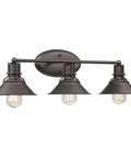 Industrial 3 Light Vanity Light In Oil Rubbed Bronze For Bathroom Wall Sconce With Vintage Charm That Looks Lit Durable Metal Mount