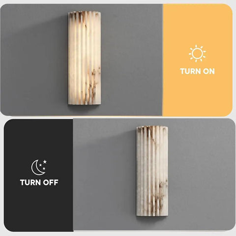 TTBDDDYH LED Light Source Indoor Wall Light, Nordic Minimalist Style Wall Sconce, 11.8 Inch Natural Alabaster Wall Lamp in two settings.