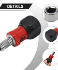 Heavy Duty Compact Quarter Inch Hex Ratchet Screwdriver With Quick Forward Reverse Switch And Slick Pocket Friendly Design, close-up view of textured grip.