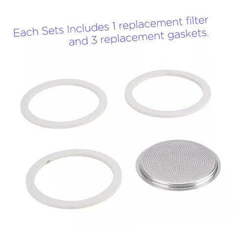 5 Pack Silicone Sealing Rings Replacement Gaskets For Coffee Pot Lids Espresso Pots And Canning Jars with metal filter