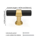 10 Pack Black And Gold Cabinet Knobs For Kitchen Cabinets Dressers And Drawers With Arch Bow Design, side view, dimensions shown