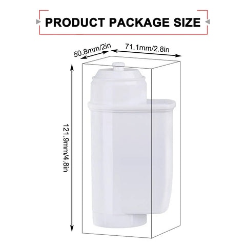 8 Pack Replacement Water Filters For Siemens Eq Series And Bosch Vero Coffee Machines With Premium Activated Carbon, cartridge dimensions shown.