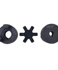 Heavy Duty 1/2 Inch To 7/8 Inch Flexible L Jaw Coupling Set With Buna N Rubber Spider For Log Wood Splitter 3 Piece Industrial Grade Interchangeable With Lovejoy Martin Browning TB Woods Built To Last black 3-piece coupling set with spider