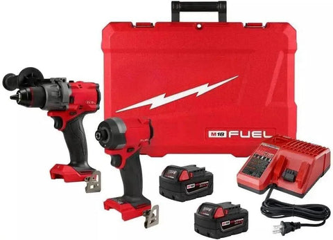 Heavy Duty Cordless Tool Combo Bundle Featuring Brushless Hammer Drill Driver And 28 Piece Hole Saw Step Bit Set For Ripping Through Metal Wood On Any Jobsite Without Breaking A Sweat in red case