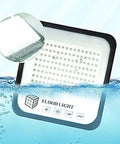 Heavy Hitter Led Floodlight Security Spotlight For Driveways And Yards Tough As Nails Searchlight in water, showcasing its IP67 waterproof rating.