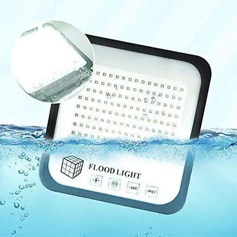 Heavy Hitter Led Floodlight Security Spotlight For Driveways And Yards Tough As Nails Searchlight in water, showcasing its IP67 waterproof rating.