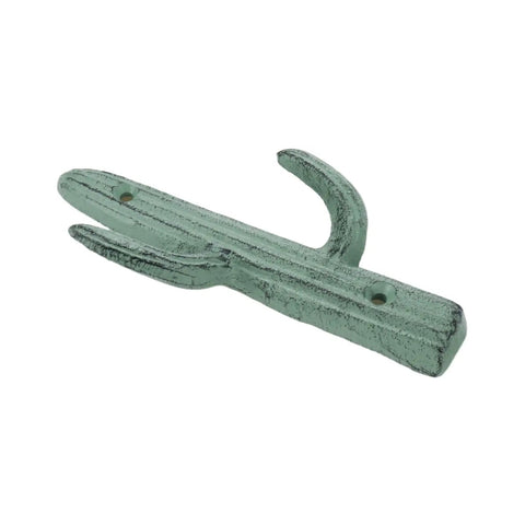 Heavy Duty Cactus Wall Mount Hook Double Coat Rack Entryway Organizer Cast Iron Key Hat Towel Holder Smooth Finished in green