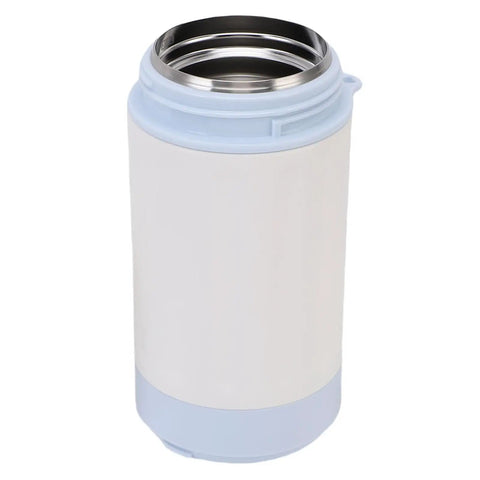 Rechargeable Electric Kettle And 316 Stainless Steel Travel Mug With 500ml Quick Boil And Temp Settings in white and light blue.