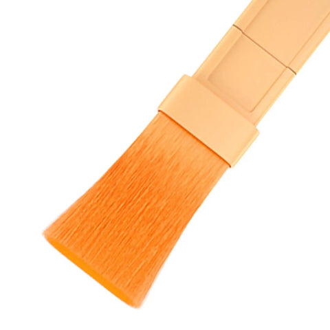 Detail of a brush with orange bristles for applying Premium Easy Application With Rock Solid High Performance Clear Waterproof Sealant Plus Liquid Rubber Coating For Cracked Tiles Fast Drying Transparent Barrier That Locks Out Moisture Once And For All.