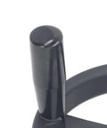 Close-up of handle on 16mm Center Hole Hand Wheel With Revolving Handle For Lathe Milling Machine And Grinder, showing plastic material.