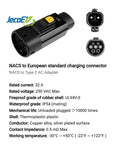 Hella Durable EV Charging Adapter NACS To IEC 62196 Type 2 Connector with waterproof IP54 shell, 32 Amp, 250 Volt.