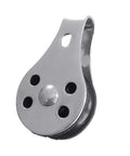 Two Pack 316 Stainless Steel Pulley Set With Nylon Wheels, Heavy Duty Cable Rope Roller for Clothesline, 45x26mm Size, angled view