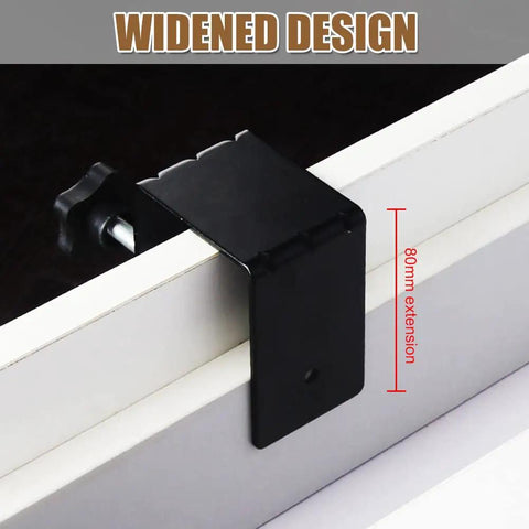 Universal Cabinet Hardware Jig C Clamp Kit Drawer Fixing Clips with 80mm extension on white cabinet edge.